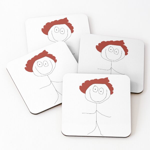 Item preview, crappy doodle of a red haired stick figure designed and sold by qlobba.