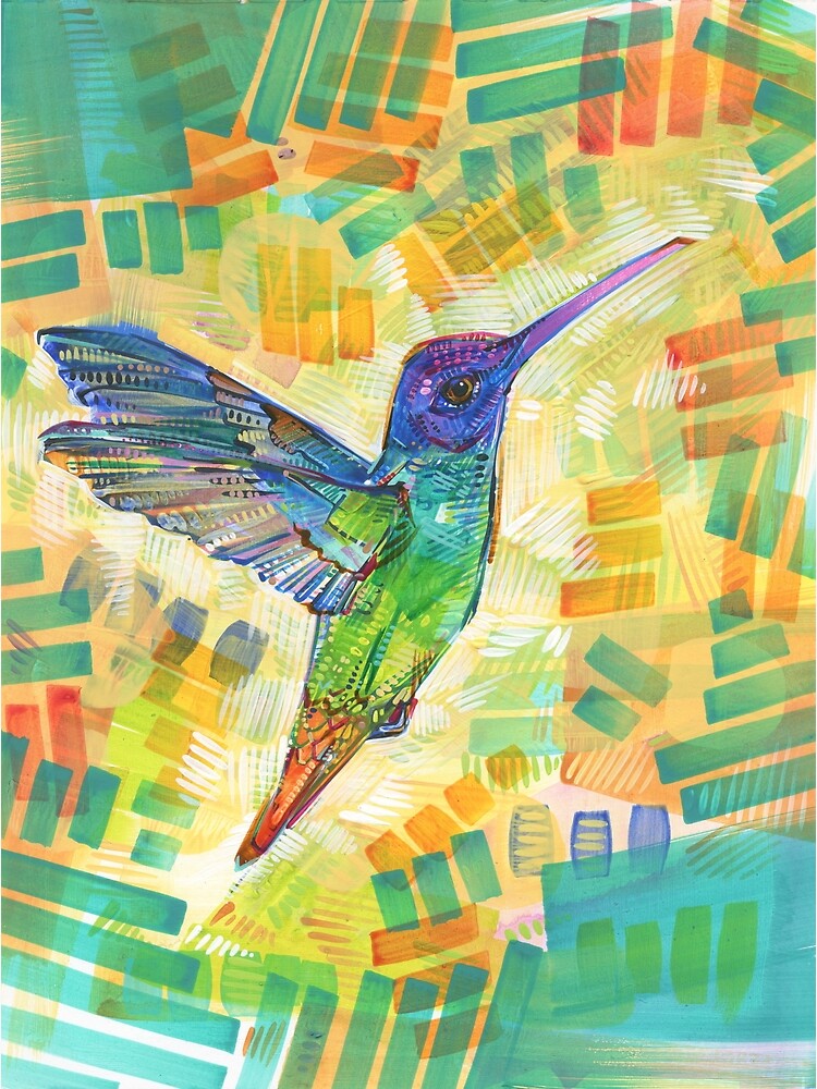 Golden-tailed Sapphire Hummingbird Painting - 2016 by gwennpaints
