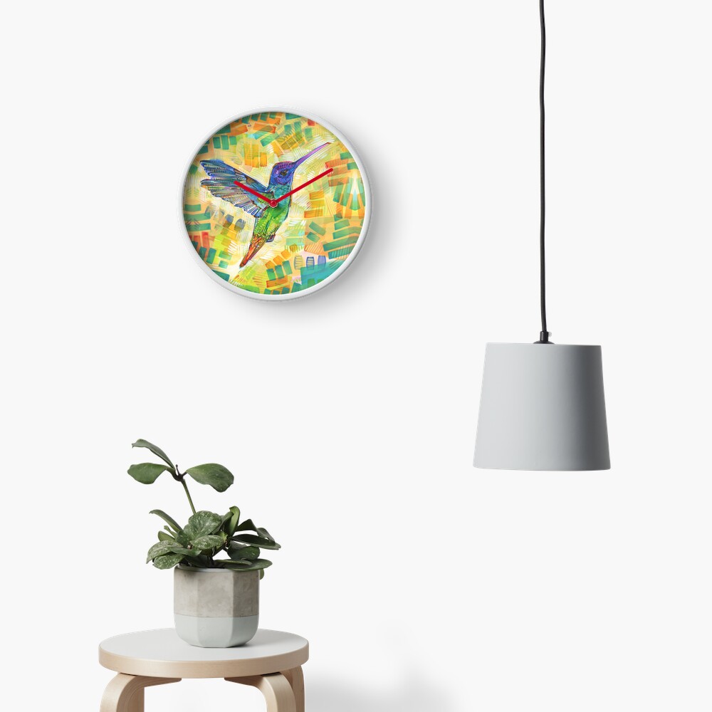 Golden-tailed Sapphire Hummingbird Painting - 2016 Clock