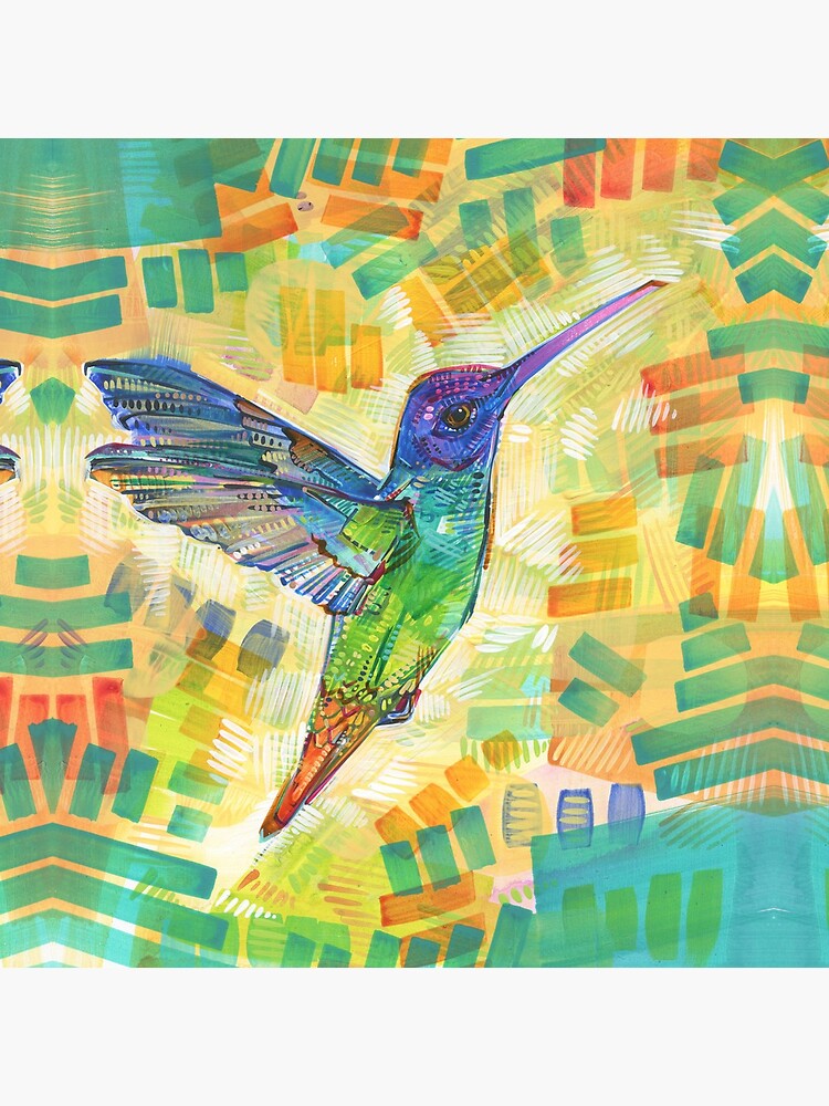 Golden-tailed Sapphire Hummingbird Painting - 2016 by gwennpaints