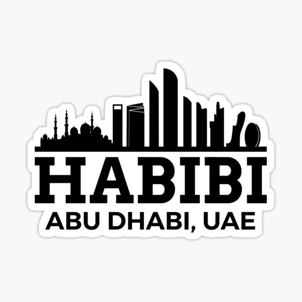 "Abu Dhabi Shirt Habibi Love UAE Souvenir " Sticker by jtrenshaw