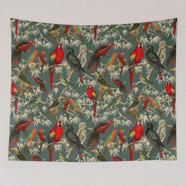 Item preview, Colorful Parrot and Tropical Bird Print - green designed and sold by CharlieCreates.