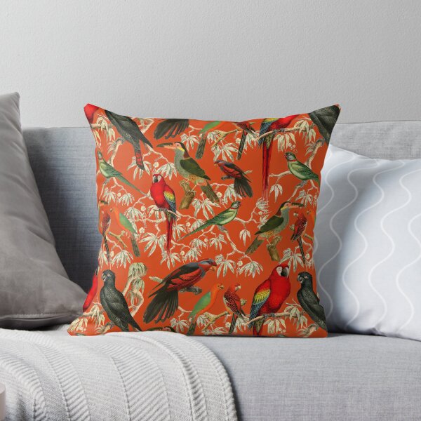 Oiseaux Tropicaux - Orange Coussin