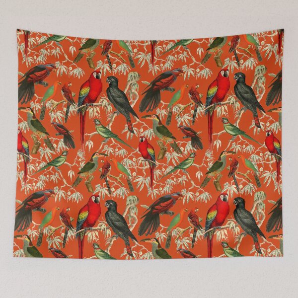 Item preview, Vibrant Bird Pattern for a Tropical-Inspired Look - Orange designed and sold by CharlieCreates.