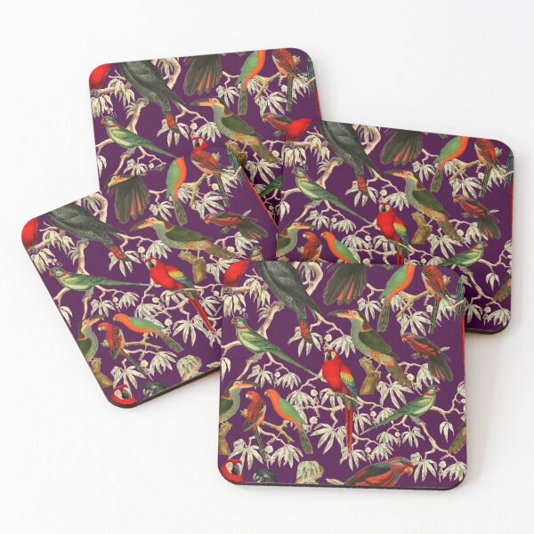 Item preview, Colorful Parrot and Tropical Bird Print - Purple designed and sold by CharlieCreates.