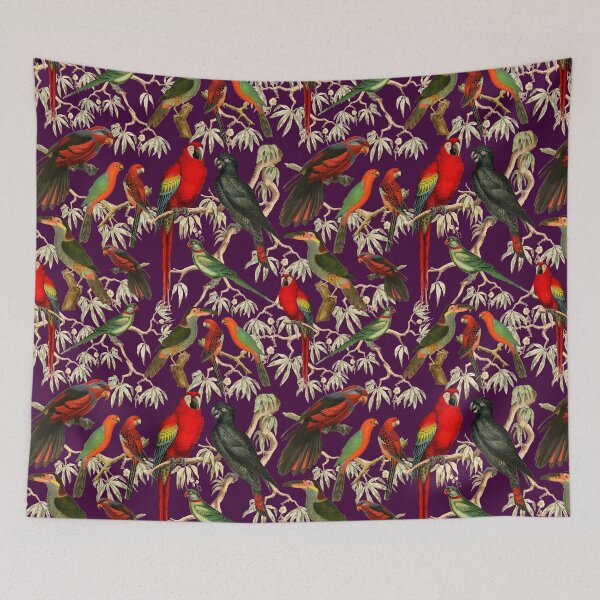 Item preview, Colorful Parrot and Tropical Bird Print - Purple designed and sold by CharlieCreates.