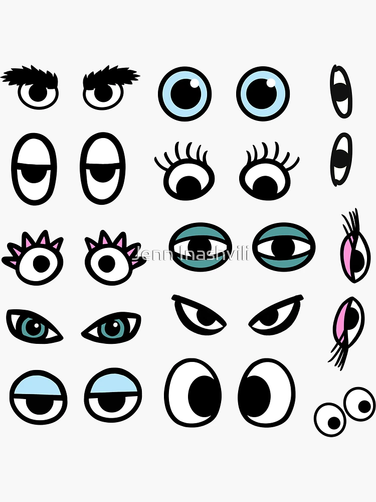 Black & White Eyes Stickers: ClownAntics.com  Eye stickers, Cartoon eyes,  Doll face paint