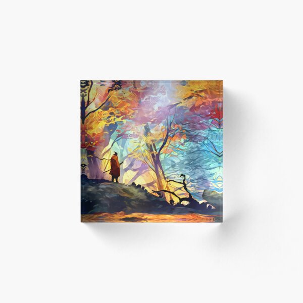 A Wolf in the Colorful Forest Acrylic Block