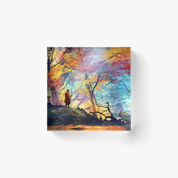 A Wolf in the Colorful Forest Acrylic Block