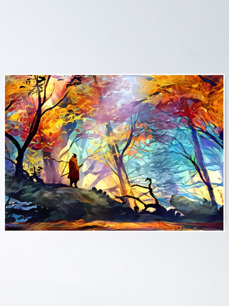 Alternate view of A Wolf in the Colorful Forest Poster