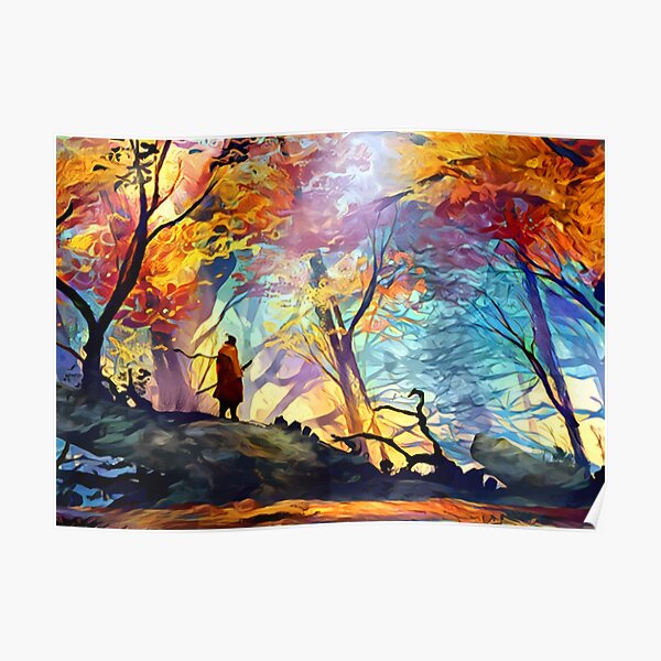 A Wolf in the Colorful Forest Poster