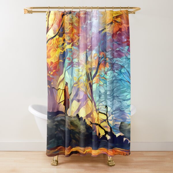 A Wolf in the Colorful Forest Shower Curtain