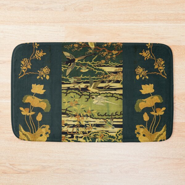 Item preview, Birds,Phoenix Flowering Tree Branches Against Clouds,Egret,Lotus,Green Gold Yellow Floral designed and sold by BulganLumini.