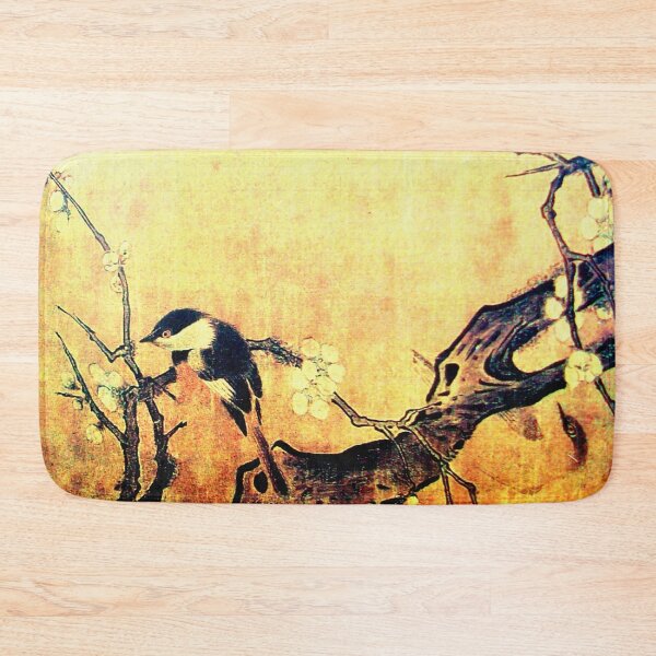 Item preview, SPRING BIRD ON FLOWERING TREE Brown Yellow Floral designed and sold by BulganLumini.