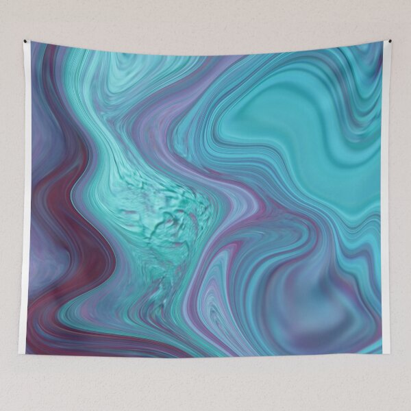 Item preview, Fluid Painting marble pattern turquoise and blue designed and sold by Patricia Piotrak.