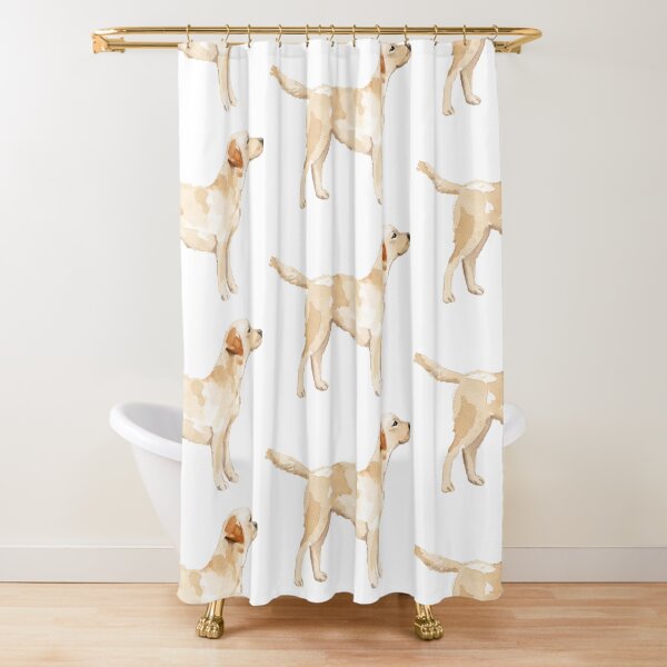 Yellow Lab Silhouette Watercolor Shower Curtain