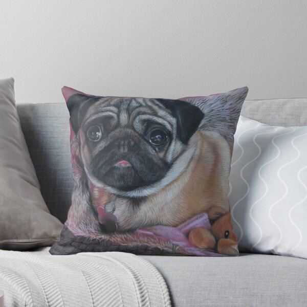 Item preview, Pug lady in bed with her teddy designed and sold by bizzielizzieart.