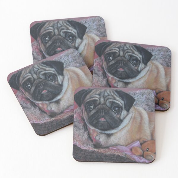 Item preview, Pug lady in bed with her teddy designed and sold by bizzielizzieart.