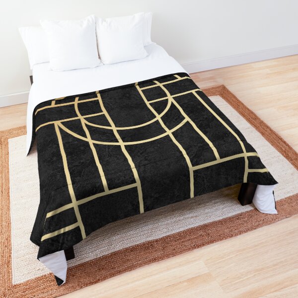 Art Deco Black Marble Comforter