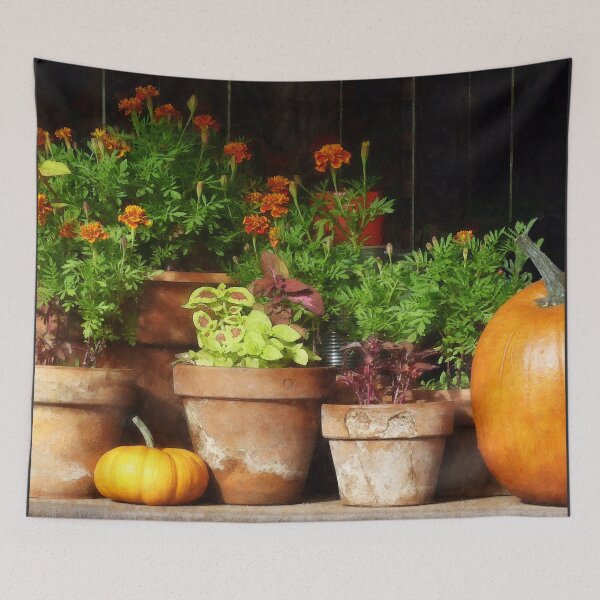 Item preview, Marigolds and Pumpkins designed and sold by Susan Savad.