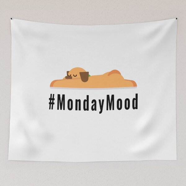 Item preview, Funny Monday Mood Hashtag Sleeping Dog #MondayMood designed and sold by Cute and Funny Animal Art Designs.
