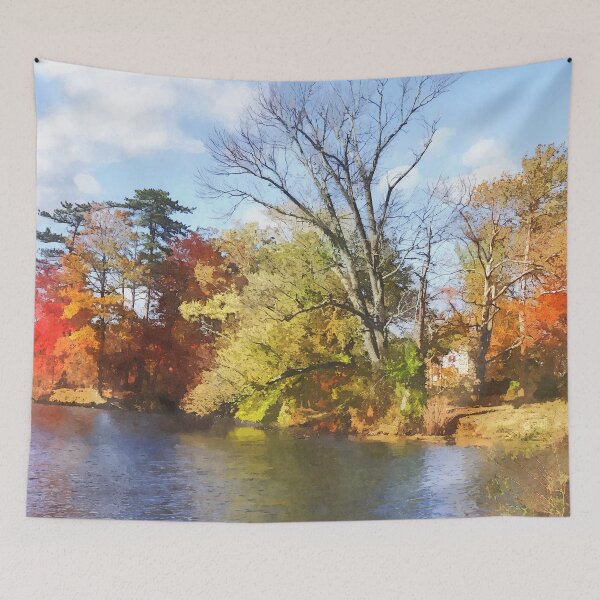 Item preview, House by Lake in Autumn designed and sold by Susan Savad.