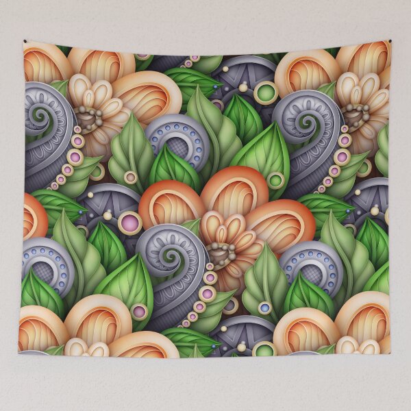 Item preview, Colored Nature Inspired Pattern with Floral Motifs designed and sold by lissantee.