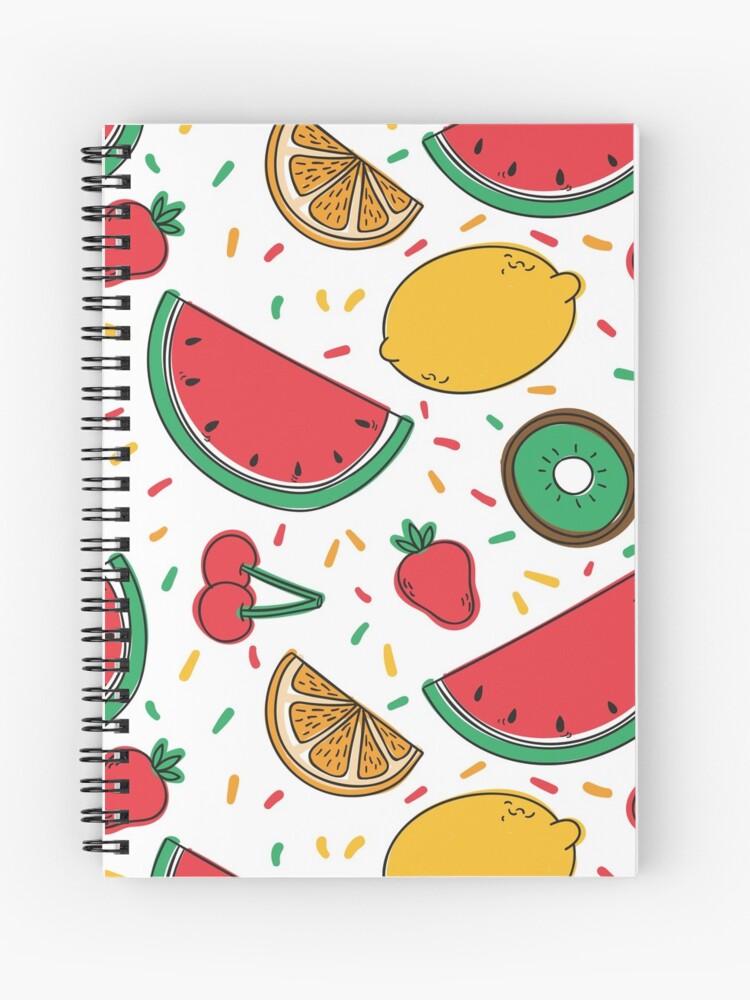 Cuaderno de espiral «Patrón de frutas : limón, naranja, sandía, fresa y  kiwi» de Kanae19 | Redbubble