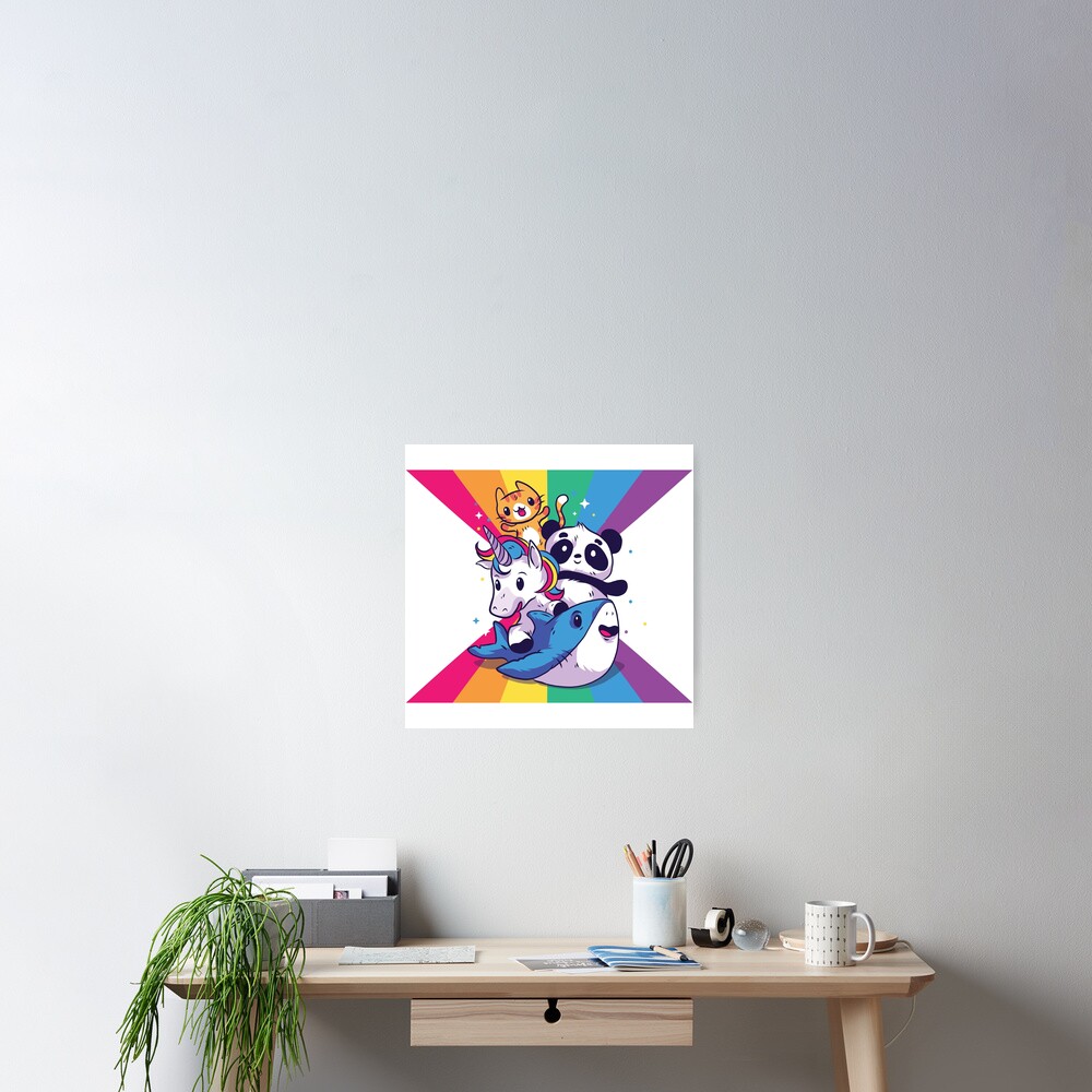 Baby Animals With Rainbows Poster By Ayyax Redbubble