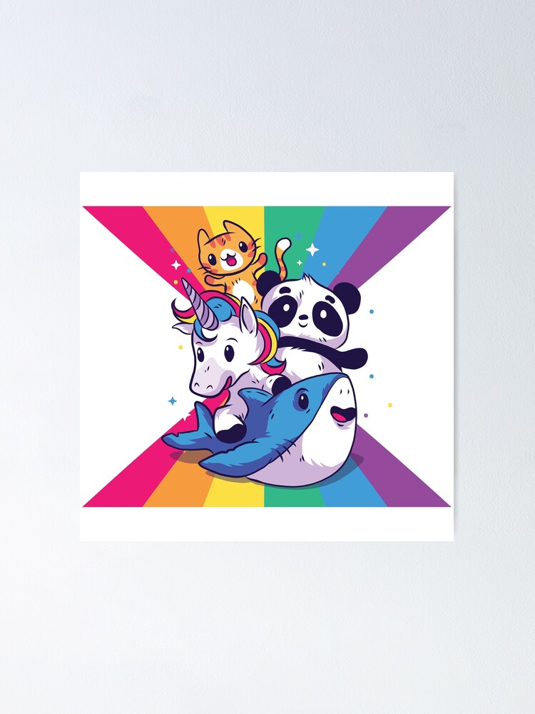 Baby Animals With Rainbows Poster By Ayyax Redbubble