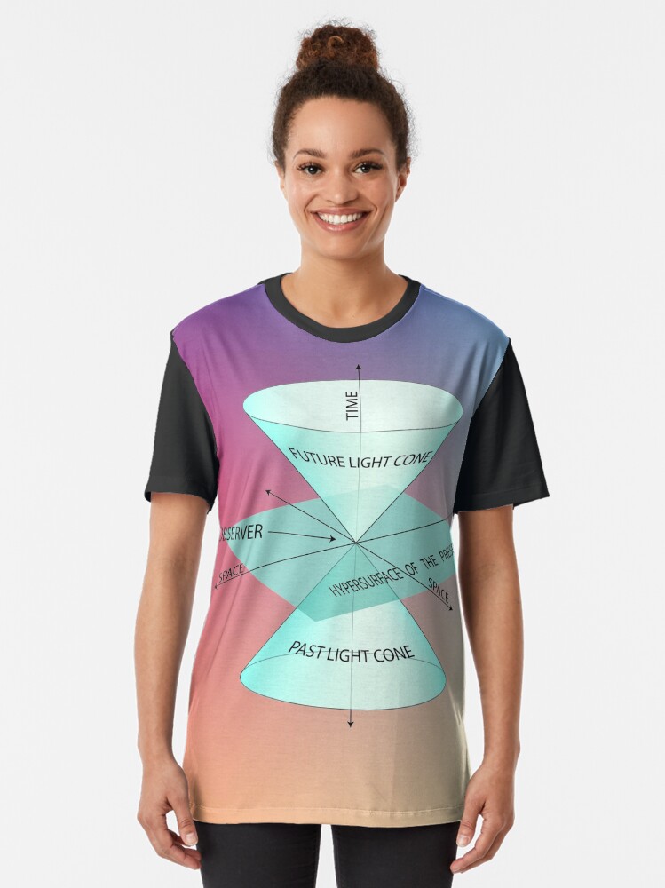 Alternate view of #Physics #Time #Observer #Space futurelightcone pastlightcone hypersurfaceofthepresent future lightcone past light cone hypersurface present Graphic T-Shirt