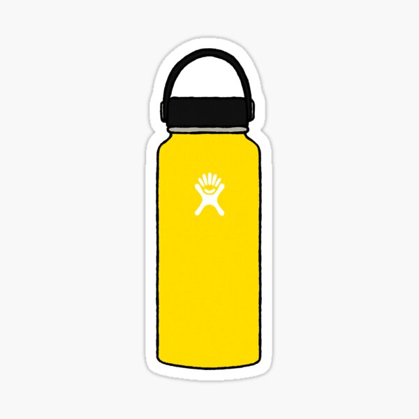yellow hydroflask with stickers