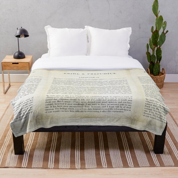 Pride & Prejudice by Jane Austen - Mr. Darcy: "how ardently I admire and love you." - vintage book page Throw Blanket