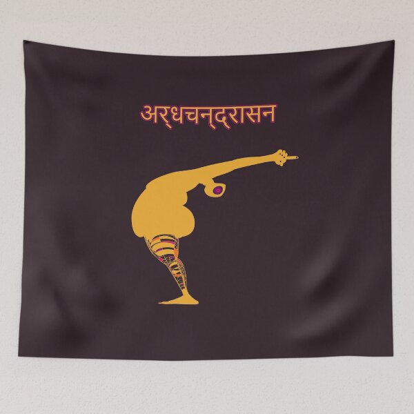 Item preview, Ardha Chandrasana Half-Moon Pose Back Bend with Sanskrit Name - Yoga Series designed and sold by Religatio.