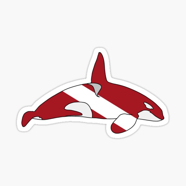 Item preview, male killer whale scuba diving flag designed and sold by Selena Rivera.