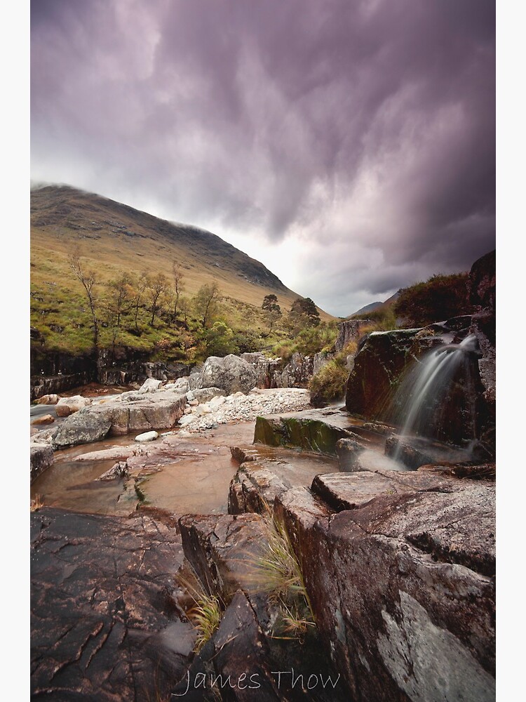 Thumbnail 2 of 2, Greeting Card, Glen Etive waterfall designed and sold by james thow.
