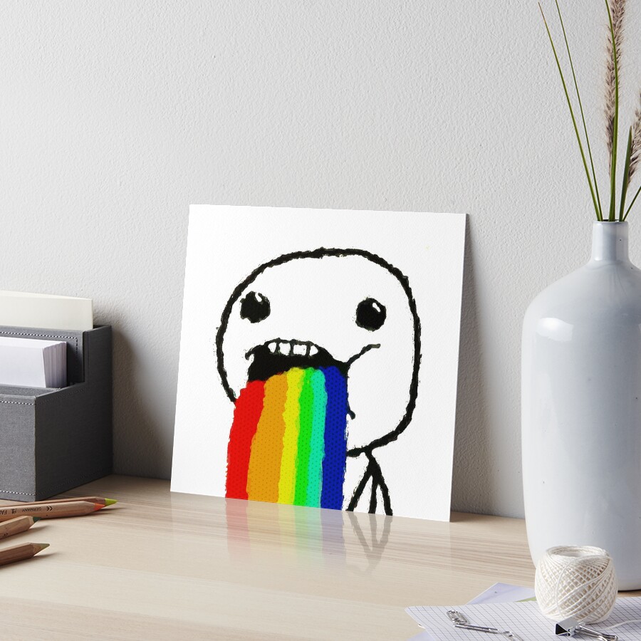 Salivating Rainbow Meme Art Board Print