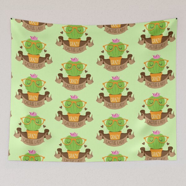 Item preview, CRAZY CACTUS LADY (with cacti glasses banner) designed and sold by jazzydevil.