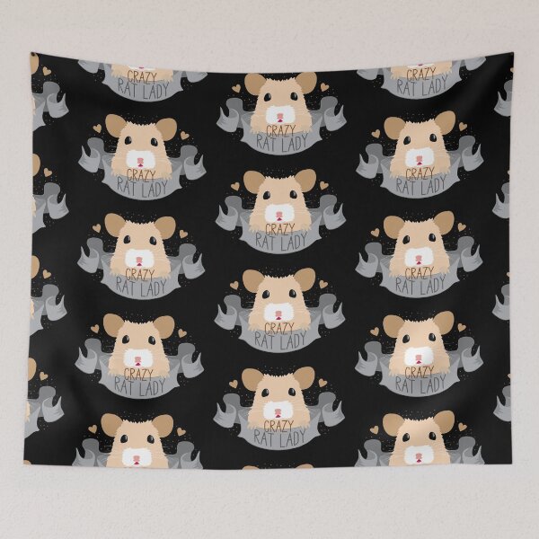 Item preview, Crazy Rat Lady banner with white/tan rat designed and sold by jazzydevil.