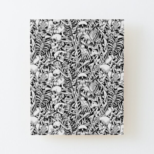 Skulls and Bones (black/white) Aufgezogener Druck auf Holz