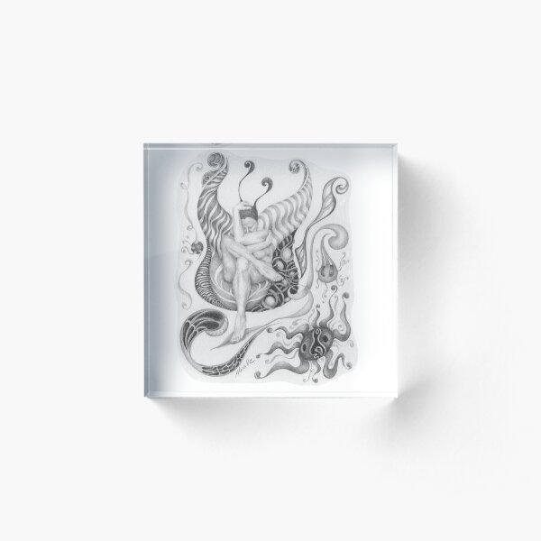 Ama, crayon graphite sur papier Bloc acrylique