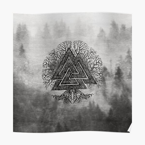 Valknut und Lebensbaum Yggdrasil Poster