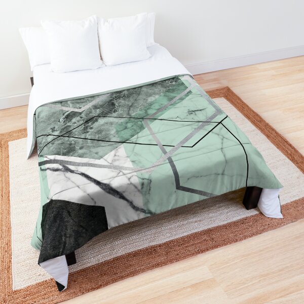 Geometric Hexagons in Mint Green Comforter