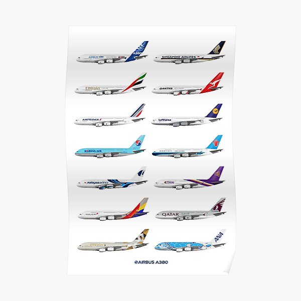Airbus A380 Operators Illustration Poster