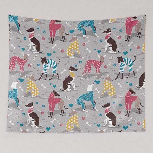 Item preview, Greyhounds dogwalk // grey background designed and sold by SelmaCardoso.