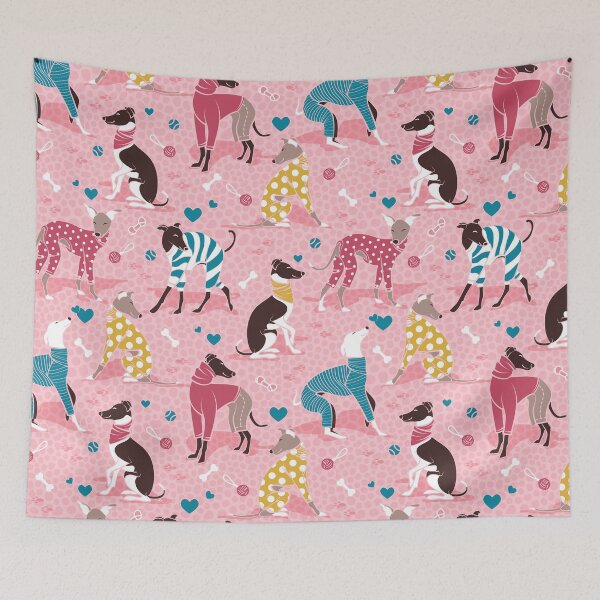 Item preview, Greyhounds dogwalk // pastel pink background designed and sold by SelmaCardoso.