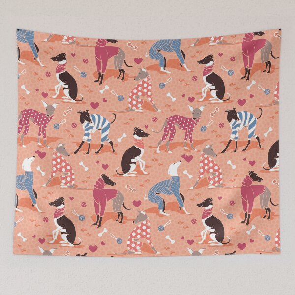 Item preview, Greyhounds dogwalk // coral background designed and sold by SelmaCardoso.
