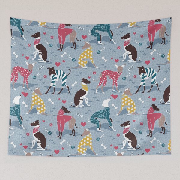 Item preview, Greyhounds dogwalk // pale blue background designed and sold by SelmaCardoso.