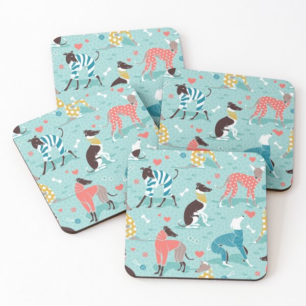 Item preview, Greyhounds dogwalk // aqua background designed and sold by SelmaCardoso.