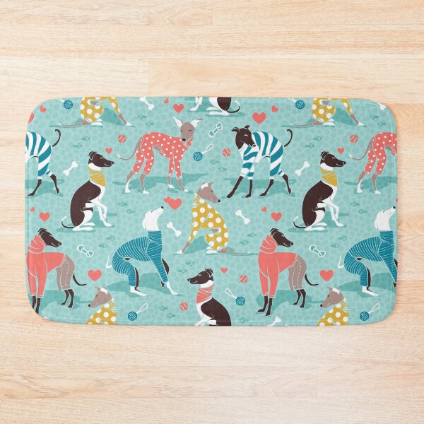 Item preview, Greyhounds dogwalk // aqua background designed and sold by SelmaCardoso.